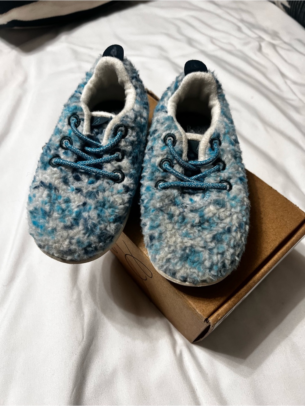allbirds Blue & White Cozy Wool Kids Sneakers